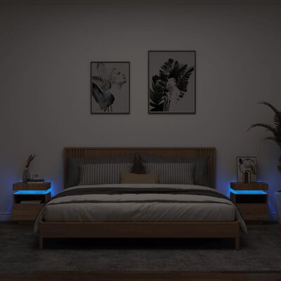 vidaXL Nočné stolíky s LED svetlami 2 ks dub sonoma 40x39x48,5 cm