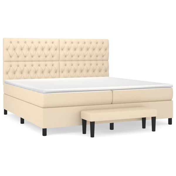 vidaXL Boxspring posteľ s matracom kr&eacute;mov&aacute; 200x200 cm l&aacute;tka