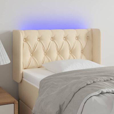 vidaXL Čelo postele s LED krémové 83x16x78/88 cm látka