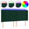 vidaXL Čelo postele s LED tmavozelen&eacute; 203x16x118/128 cm zamat