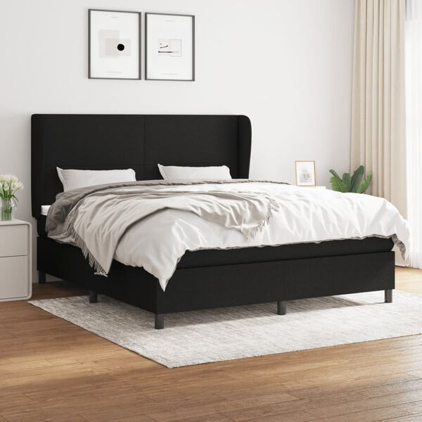 vidaXL Posteľn&yacute; r&aacute;m boxspring s matracom čierny 180x200 cm l&aacute;tka
