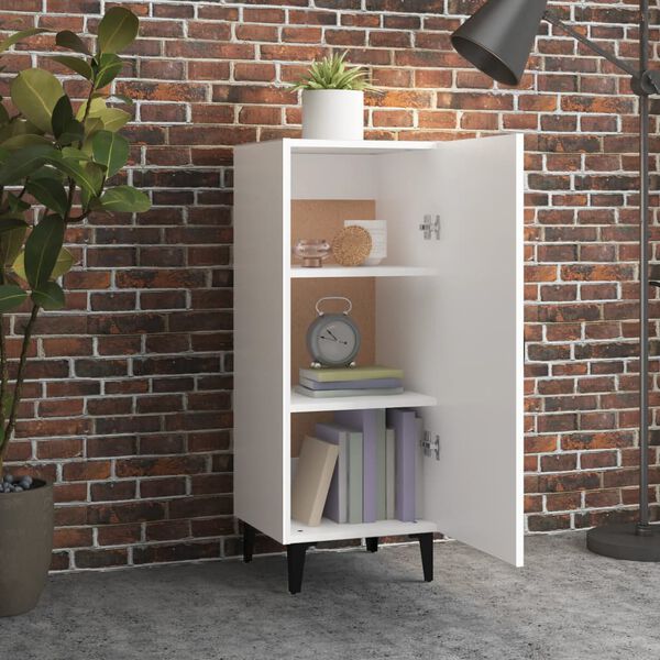 vidaXL Komoda biela 34,5x34x90 cm spracované drevo