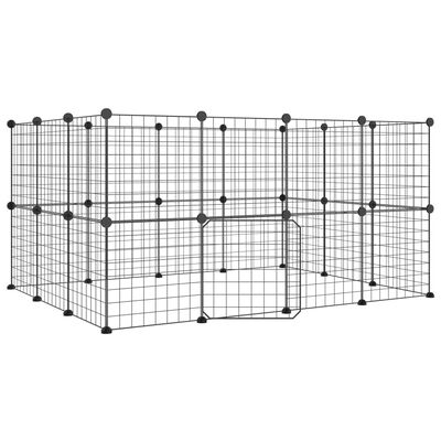 VidaXL 28-panelová klietka pre domáce zvieratá čierna 35x35 cm oceľ