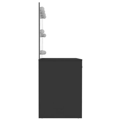 vidaXL Toaletný stolík s LED svetlami 110x55x145 cm MDF čierny