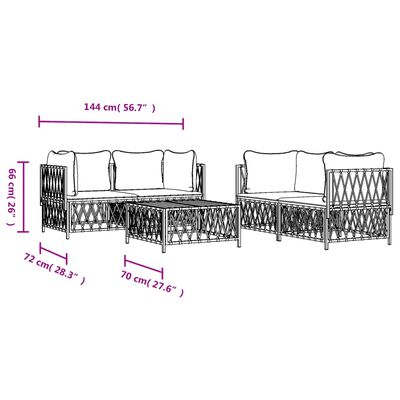 vidaXL 5-dielna záhradná sedacia súprava s podložkami biela oceľ
