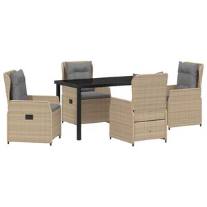 vidaXL Z&aacute;hradn&yacute; jed&aacute;lensk&yacute; set 5 pcs Beige a svetlo &scaron;ed&aacute; polyratan