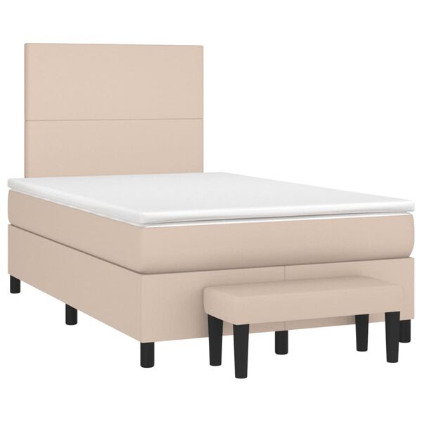 vidaXL Boxspring posteľ+matrac, kapuč&iacute;nov&aacute; 120x190cm, umel&aacute; koža