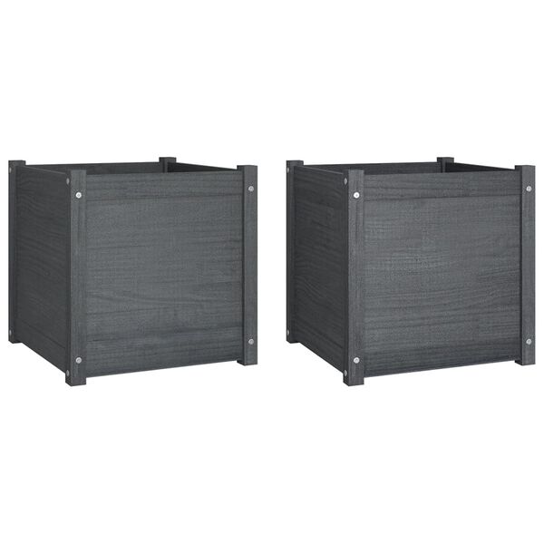 vidaXL Z&aacute;hradn&eacute; kvetin&aacute;če 2 ks siv&eacute; 50x50x50cm borovicov&yacute; mas&iacute;v