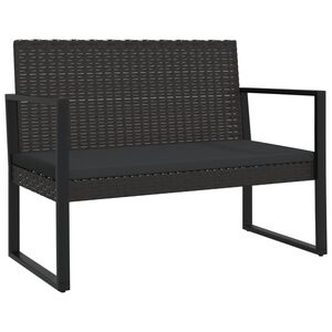 vidaXL Z&aacute;hradn&aacute; lavička s vank&uacute;&scaron;mi čierna 106 cm polyratan