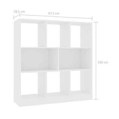 vidaXL Knižnica, biela 97,5x29,5x100 cm, kompozitné drevo