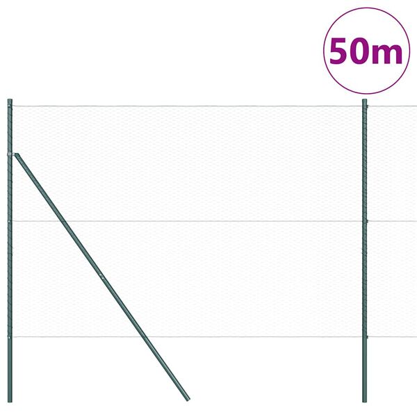 vidaXL Stĺp na plot. Zelená 50 x 1,6 m (25 mm pletivo) Ocel a PVC