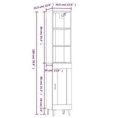 vidaXL Vysoká skrinka betónová sivá 34,5x34x180 cm spracované drevo