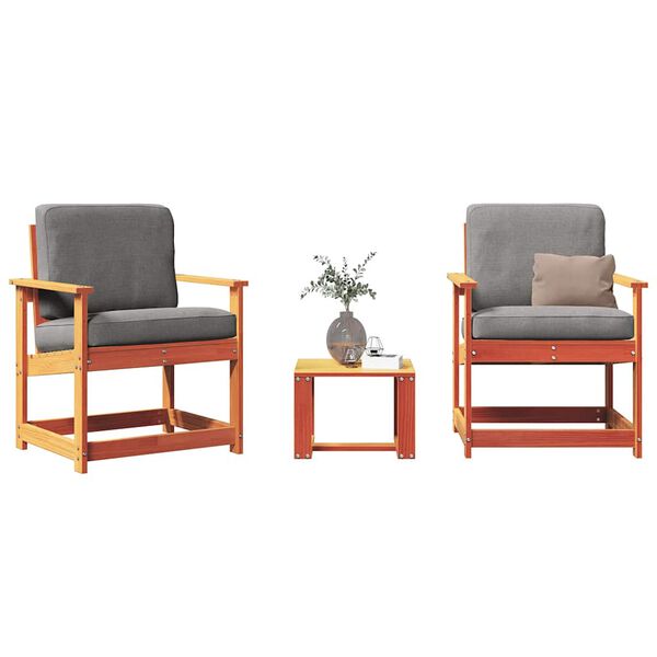 vidaXL 3-dielna záhradná sedacia súprava voskovohnedá borovicový masív