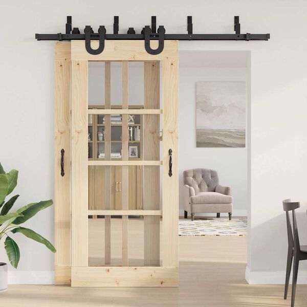 vidaXL Kovanie na posuvné dvere čierne 200 cm oceľové