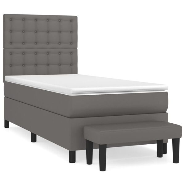 vidaXL Boxspring posteľ s matracom siv&aacute; 90x190 cm umel&aacute; koža