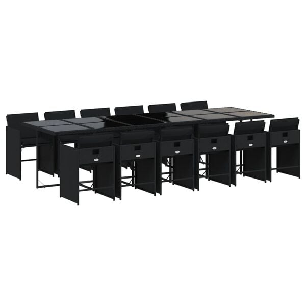 vidaXL 13-dielna z&aacute;hr. jed&aacute;lensk&aacute; s&uacute;prava s vank&uacute;&scaron;mi čierna polyratan