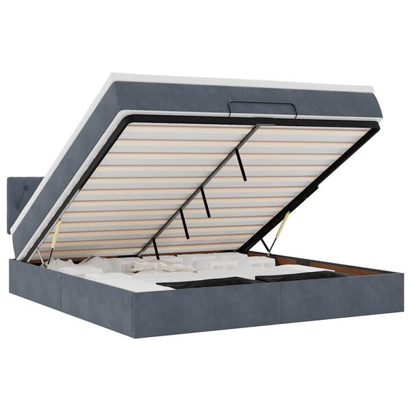 vidaXL Osmansk&aacute; posteľ s matracom tmavosiv&aacute; 180x200cm zamat