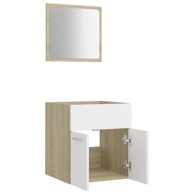 vidaXL 2-dielna súprava kúpeľňového nábytku biela a dub drevotrieska
