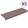 vidaXL Schodov&eacute; rohože, samolepiace, 5 ks, 65x21x4 cm, svetlohned&eacute;, s obdĺžnikov&yacute;m okrajom