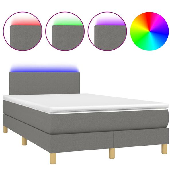 vidaXL Boxspring posteľ s matracom a LED, tmavosiv&aacute; 120x190 cm, l&aacute;tka