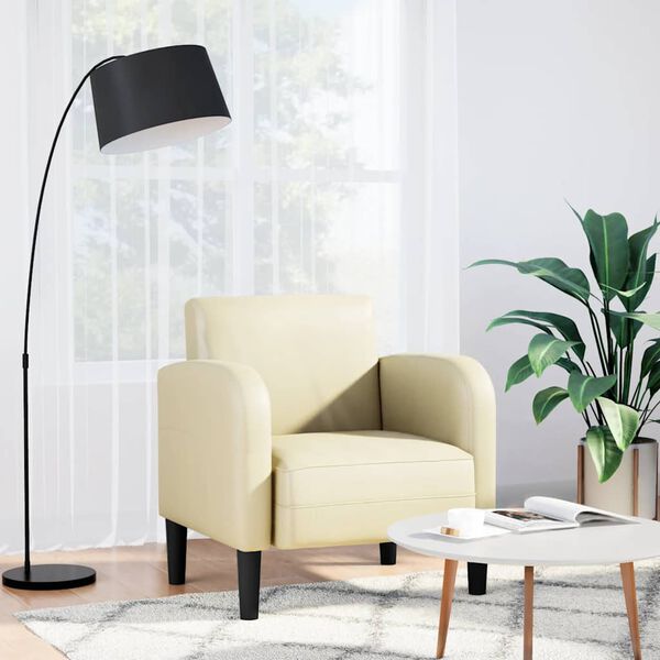 VidaXL Pohovka s opierkami kr&eacute;mov&aacute; 54 cm umel&aacute; koža