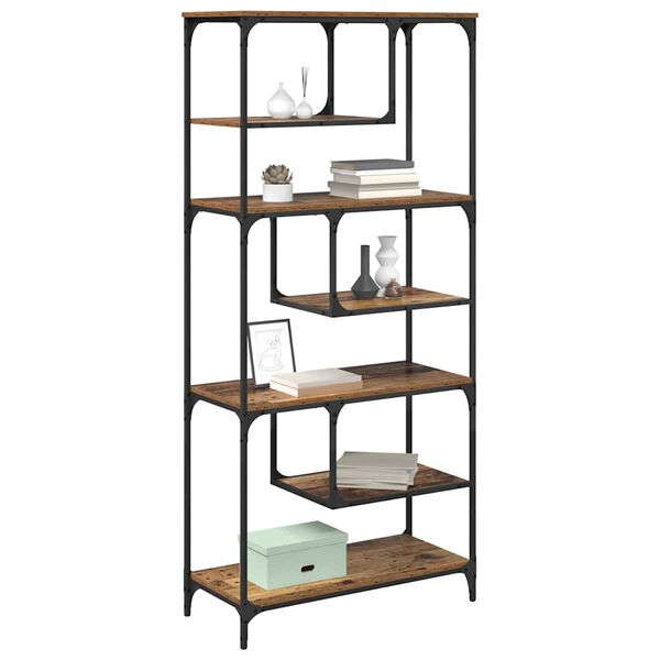 vidaXL Knižnica Star&eacute; drevo 81 x 36 x 176 cm Kompozitn&eacute; drevo