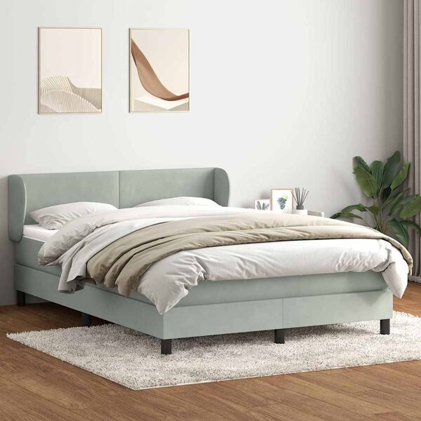 vidaXL Box Spring Posteľ s matracom Svetlosiv&aacute; 160x220 cm Zamat