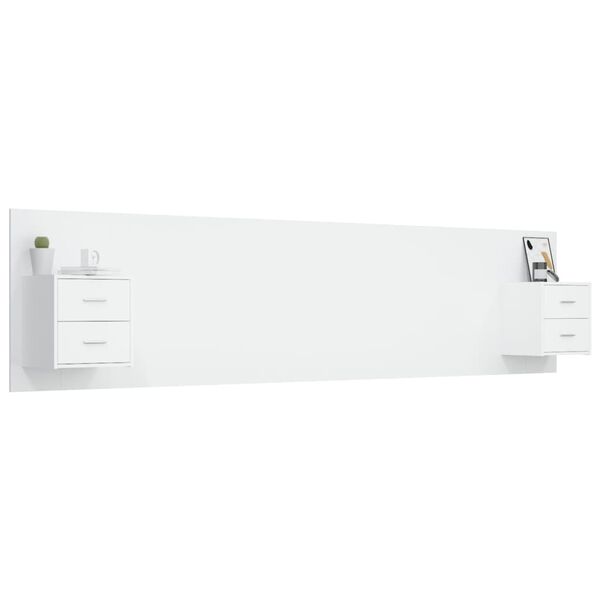 vidaXL Čelo postele so skrinkami biele spracovan&eacute; drevo