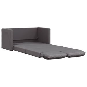 vidaXL Podlahov&aacute; rozkladacia pohovka 2v1 siv&aacute; 112x174x55 cm umel&aacute; koža