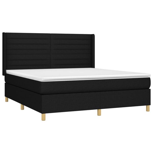 vidaXL Posteľn&yacute; r&aacute;m boxspring s matracom čierny 160x200 cm l&aacute;tka