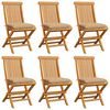 vidaXL Záhradné stoličky s béžovými podložkami 6 ks teakový masív