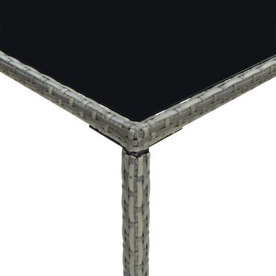 vidaXL Záhradný barový stôl sivý 70x70x110 cm polyratan a sklo