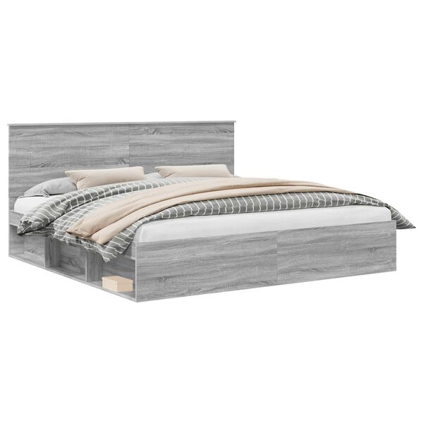 vidaXL R&aacute;m postele Siv&yacute; Sonoma 200 x 200 cm Mas&iacute;vne borovicov&eacute; drevo