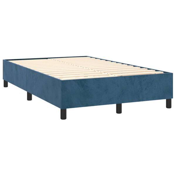 vidaXL Boxspring posteľ s matracom, tmavomodr&aacute; 120x190 cm, zamat