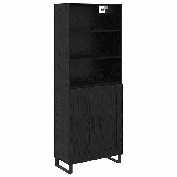 vidaXL Highboard Čierny dub 69,5 x 34 x 180 cm Kompozitn&eacute; drevo