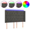 vidaXL Čelo postele s LED tmavosiv&eacute; 163x16x118/128 cm zamat