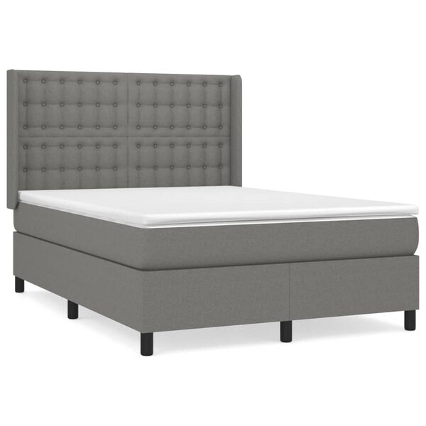 vidaXL Boxspring posteľ s matracom tmavosiv&aacute; 140x190 cm l&aacute;tka