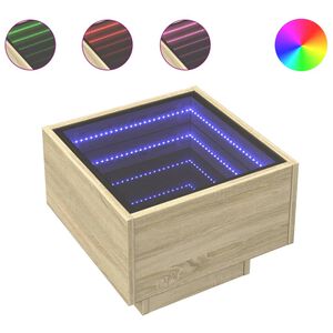 vidaXL Bočn&yacute; stol&iacute;k s LED dub sonoma 40x40x30 cm kompozitn&eacute; drevo