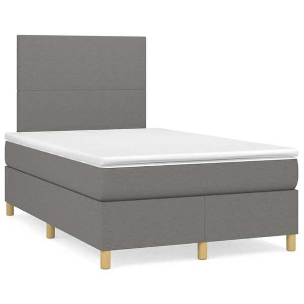 vidaXL Boxspring posteľ s matracom a LED, tmavosiv&aacute; 120x190 cm, l&aacute;tka