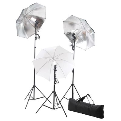 vidaXL Súprava štúdiového osvetlenia: statívy a dáždniky, 24 wattov
