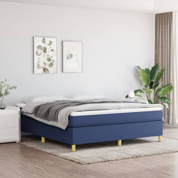 vidaXL Posteľný rám boxspring s matracom modrý 160x200 cm látka