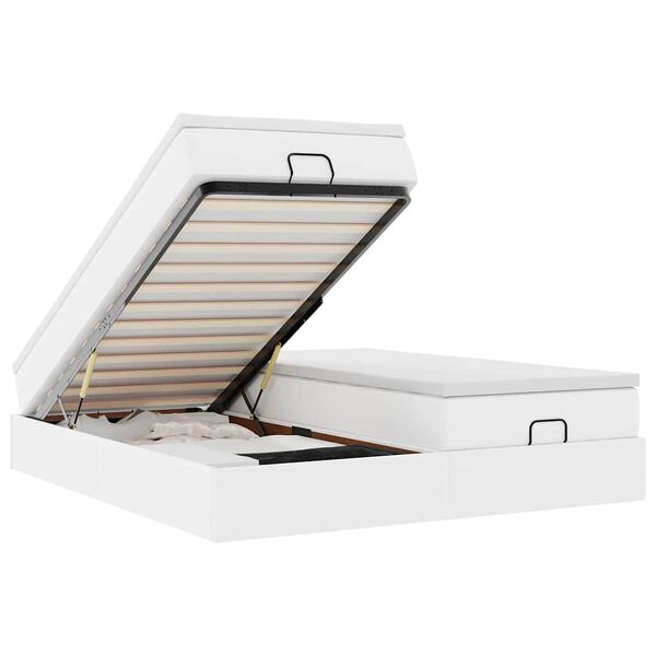 vidaXL Osmansk&yacute; r&aacute;m postele s matracmi biela 160x200 cm umel&aacute; koža