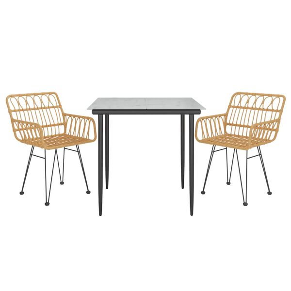 vidaXL 3-dielna z&aacute;hradn&aacute; jed&aacute;lensk&aacute; s&uacute;prava z polyratanu