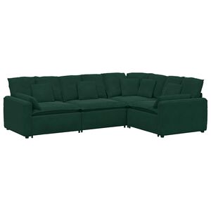 vidaXL Modul&aacute;rna pohovka s vank&uacute;&scaron;mi, zamatov&aacute;, tmavozelen&aacute;