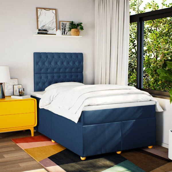 vidaXL Boxspring posteľ s matracom modr&aacute; 120x190 cm l&aacute;tka