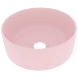 vidaXL Luxusn&eacute; um&yacute;vadlo, okr&uacute;hle, matn&eacute; ružov&eacute; 40x15 cm, keramika