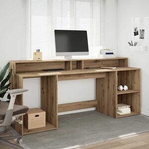 vidaXL St&ocirc;l s LED svetlami dub artisian 200x55x91 cm kompozitn&eacute; drevo