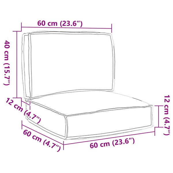 vidaXL Sada vankúšov na palete 2 pcs Sivá Oxfordská tkanina