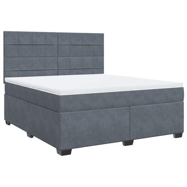 vidaXL Posteľn&yacute; r&aacute;m boxspring s matracom tmavosiv&yacute; 180x200 cm zamat