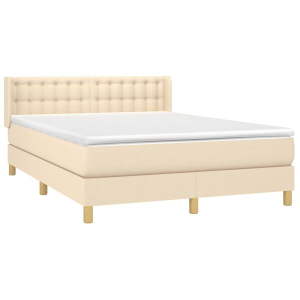 vidaXL Boxspring posteľ s matracom kr&eacute;mov&yacute; 140x190 cm l&aacute;tka